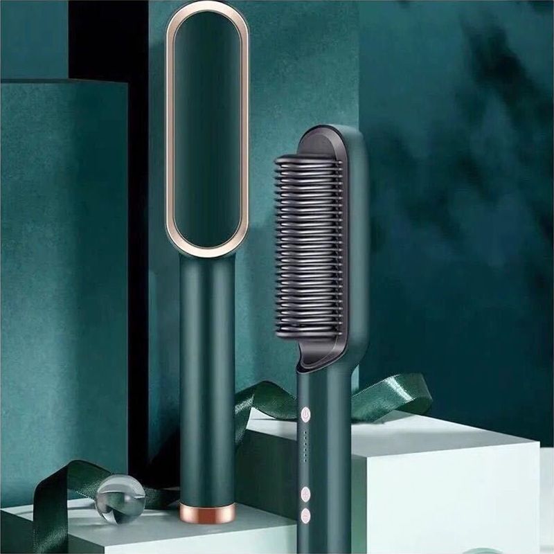 Electric Hair Straightener Brush Heated Comb Straight & Curly Styling Tool